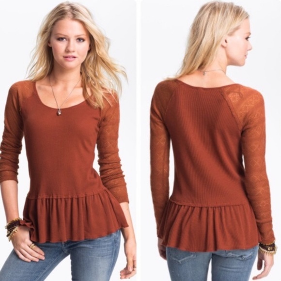 burnt orange peplum top
